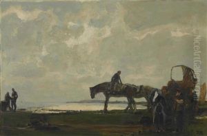 Uferlandschaft Mit Pferdegespann Uferlandschaft Mit Pferdegespann
