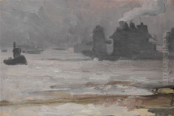 \hamburger Hafen Im Nebel (+ Elbansicht; 2 Works) - view 1
