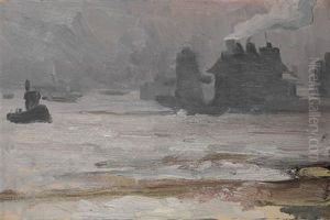 \hamburger Hafen Im Nebel (+ Elbansicht; 2 Works)