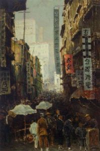 Hongkong, Strasse Gegen Den Victoria-hill by Erich Kips
