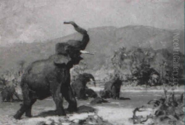 Elefanten Vor Hochgebirgslandschaft (asien) - view 1