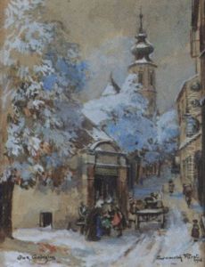 Winterliche Strassenansicht In Grinzing