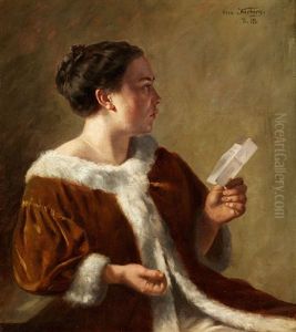 Dame In Pelzverbramtem Mantel by Otto Karl Kirberg