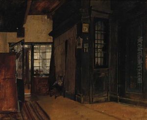 Hollandisches Interieur Mit Geoffneter Tur by Otto Karl Kirberg