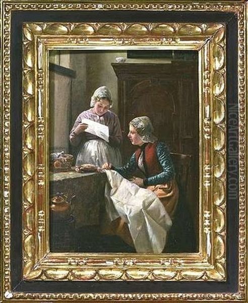 Stubeninterieur Mit Zwei Frauen, Einen Brief Lesend - view 1