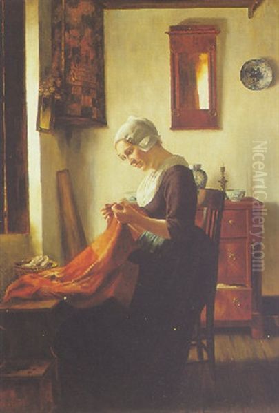 A Girl Mending - view 1