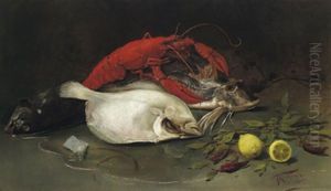 Stilleben Mit Hummer Und Fischen by Johann Frank Kirchbach