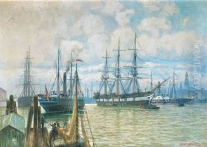 Die Reichsflotte Im Hamburger Hafen by Alexander Kircher