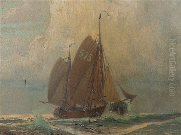 Sailboat At A Rugged Coast - view 1
