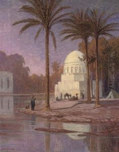 An Encampment At A Nile Mosque by Alexander Kircher