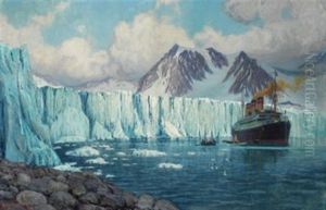 Hapag Dampfer "reliance" (oder "resolute") In Der Magdalenenbucht Auf Spitzbergen by Alexander Kircher