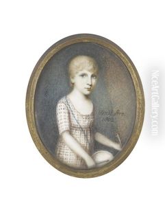 William Beresford (1799-1880) When A Boy, Striking His Drum With The Baton In His Right Hand And Wearing Brown And White Check Dress With White Lace Trim, His Drum Strapped Over His Right Shoulder
