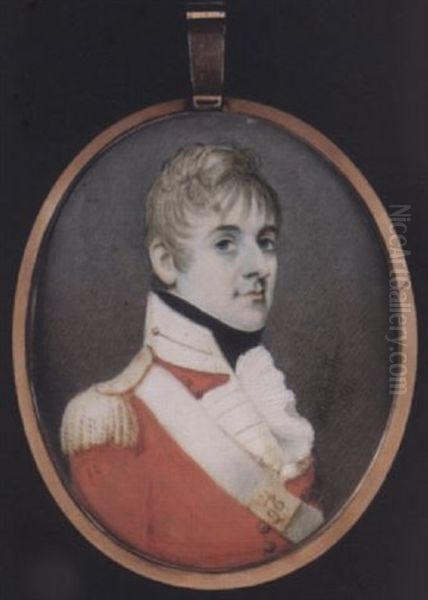 Thomas Henry Gray Wearing The Uniform Of The 96th Foot, His Scarlet Jacket With Gold Epaulette, Off-white Facings, His White Shoulder Belt With A Gilt Regimental Belt-plate - view 1