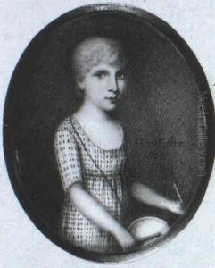 William Beresford Holding A Drum, Dressed In Brown Figured  White Tunic