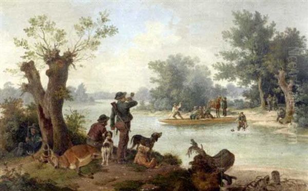 Jagdgesellschaft An Einem Fluss - view 1