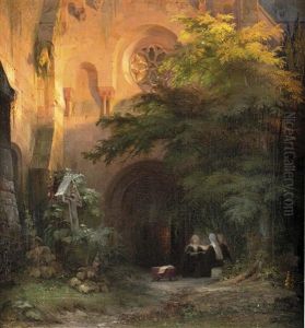 Abendgebet Im Klosterhof by Albert Emil Kirchner