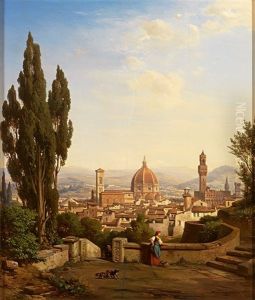 Blick Von Der Hohe Auf Florenz An Einem Prachtigen Sonnentag