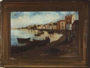 Townsfolk In The Fishing Village by Albert Emil Kirchner