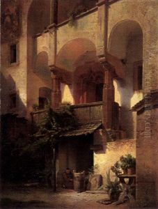 Mittagsruhe Im Klosterhof by Albert Emil Kirchner
