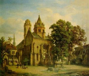 Figures Near A Church