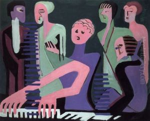 Extensive Landscape With Figures On A Road by Ernst Ludwig Kirchner