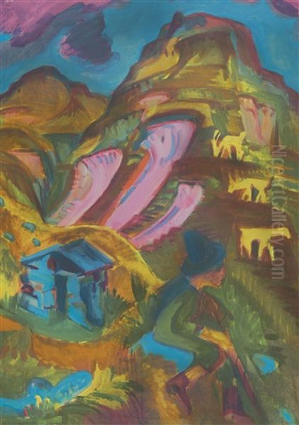 Extensive Landscape With Figures On A Road - view 1