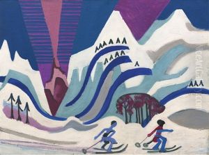 Schneeberge Mit Skilaufern by Ernst Ludwig Kirchner