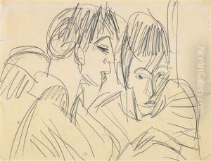 Paar. Verso: Liegendes Madchen by Ernst Ludwig Kirchner