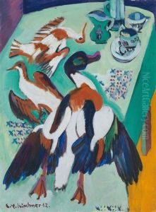 Stillleben Mit Ente Und Schnepfen by Ernst Ludwig Kirchner