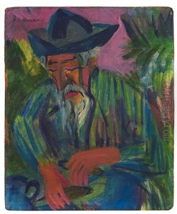 Portrait Kaspar Cadiepolt - Alter Bauer - Der Koreaner by Ernst Ludwig Kirchner