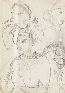 Konigin Sivali Und Ihre Dienerinnen (nach Ajanta-fresko) Konigin Sivali Und Ihre Dienerinnen (nach Ajanta-fresko)