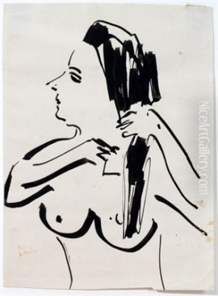 Woman Combing Hair - view 1