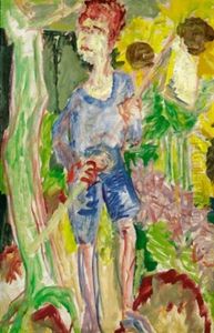 Kind, In Ganzer Figur Mit Kurzen Hosen Und Obstpflucker (?) An Langer Stange by Ernst Ludwig Kirchner