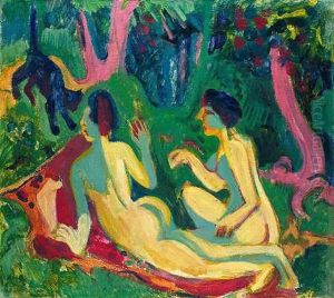 Akte Im Wald Mit Katze by Ernst Ludwig Kirchner
