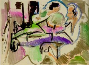 Liegendes Paar Auf Ruhebett by Ernst Ludwig Kirchner