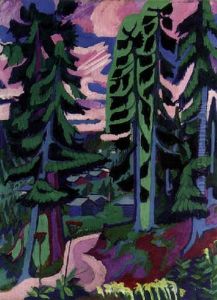 Wildboden (bergwaild; Sommerlicher Waldweg) by Ernst Ludwig Kirchner