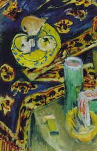 Stilleben Mit Fruchtschale Und Kerze
