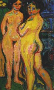 Stehendes Nacktes Madchen Am Ofen by Ernst Ludwig Kirchner