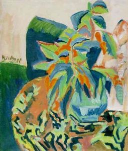 Bluhende Pflanze; Blumenstilleben by Ernst Ludwig Kirchner