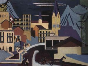 Davos-platz Am Bahnhof by Ernst Ludwig Kirchner