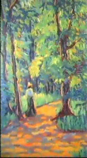 Parklandschaft Mit Spaziergangerin - view 1