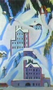 Davoser Hauser Im Winter, Alte Sprungschanze by Ernst Ludwig Kirchner