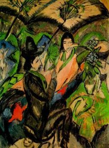 Recto: Paar Unter Dem Japan Schirm                          Verso: Landschaft Mit Drei Figuren