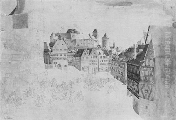 Der Nurnberger Burgplatz Mit Rittern, Im Hintergrund Eine Burg - view 1