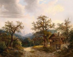 Landschaft Mit Spaziergangen by Anton Bayer