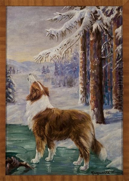 Collie On Icy Pond - view 1