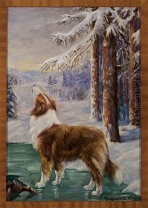 Collie On Icy Pond