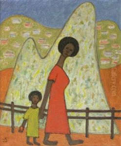 Bresilienne Avec Son Enfant by Jecheskel David Kirschenbaum