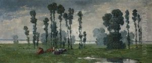 Flusslandschaft Mit Weidenden Kuhen by Marie Luise Kirschner