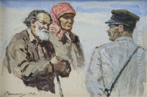 Conversation With The Village Policeman, 1903 by Solomon Yakovlevich Kishinevsky